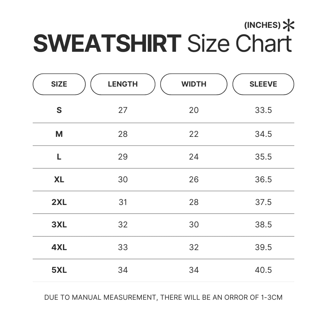 Sweatshirt Size Chart - Dungeons & Dragons UK Store