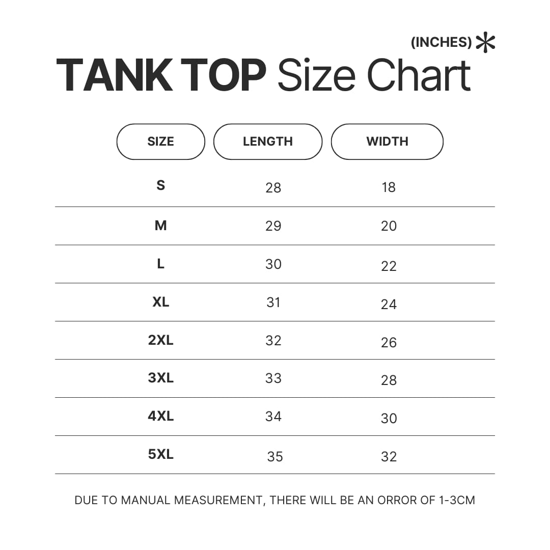 Tank Top Size Chart - Dungeons & Dragons UK Store